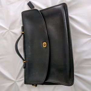 Vintage Black Leather Coach Briefcase